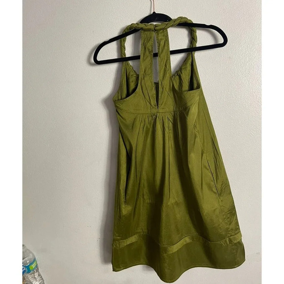Christiane Celle Calyps Womens Halter Knee Length Shift Dress Green Silk Sz XS - Picture 2 of 11